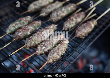 Sur une brochette de kebab Banque D'Images