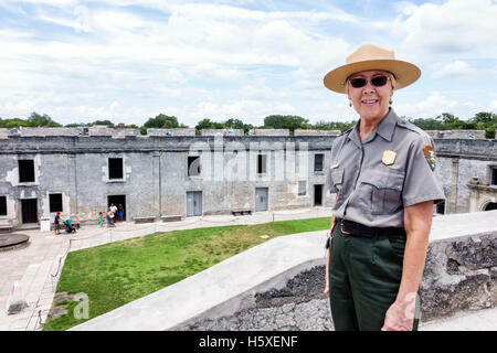 Saint Augustine Floride, monument national Castillo de San Marcos, garde-parc, fort historique, FL160802041 Banque D'Images