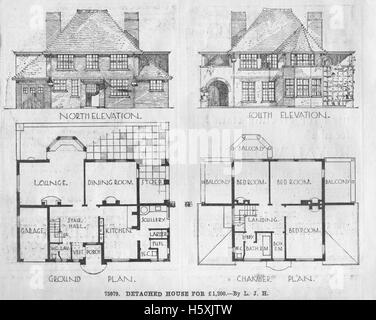 Plan d'étage vintage pour une maison individuelle coûte £1200 dans l'Illustrated Carpenter et Builder magazine en date du 20 décembre 1935 Banque D'Images