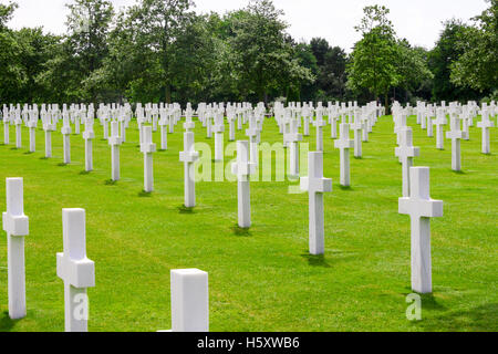 Au-dessus du cimetière américain d'Omaha Beach, Colleville-Sur-Mer, Normandie, France Banque D'Images