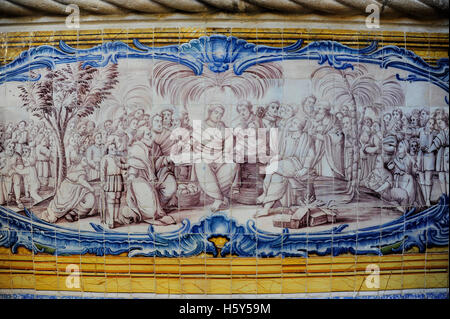 Azulejos céramique dans ancien réfectoire, l'église Santa-Maria de Belem, Monastère des Hiéronymites, Monastère des Hiéronymites, Belém, Lisbonne Banque D'Images