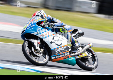 Melbourne, Australie. 21 Oct, 2016. MELBOURNE, AUSTRALIE - Le 22 octobre : Moto3 vélos dans la pratique durant les 2016 Grand Prix Moto d'Australie Michelin à 2106 Grand Prix Moto d'Australie Michelin, l'Australie le 21 octobre 2016. Photo : Dave Hewison Crédit : Dave Hewison Sports/Alamy Live News Banque D'Images