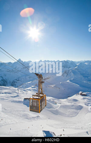 Cabine de Téléphérique Nebelhornbahn, Tm, Nebelhorn Alpes Allgaeu, panorama, neige, hiver, les sommets enneigés, Oberstdorf Allgaeu, Banque D'Images