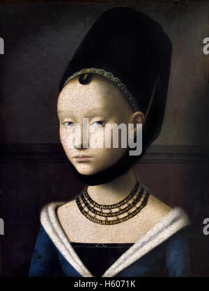 Bildnis einer Junge Dame - Portrait d'une jeune femme 1470 Petrus Christus 1410-1473 Belgique flamande Banque D'Images