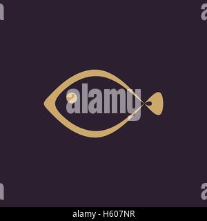 L'icône poisson. Symbole de fruits de mer. Télévision Illustration de Vecteur