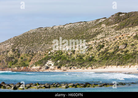 Stokes Bay Beach, accessibles à pied entre des murs de pierre,Kangaroo Island, Australie du Sud Banque D'Images
