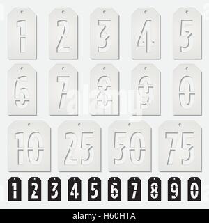 Hang tags cartes chiffres pochoir Illustration de Vecteur