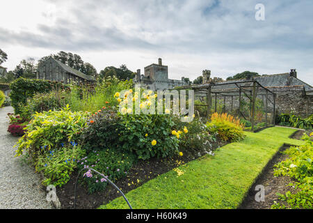 Jardin à Buckland Abbey, Devon, Royaume-Uni. Site du patrimoine britannique. Banque D'Images