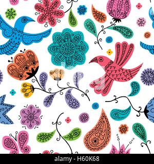 Couleur transparente motif floral doodles. Illustration de Vecteur