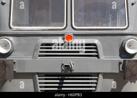 Locomotive Antique détail cabine avant en gris. L'horizontale Banque D'Images