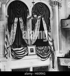 Le président américain Abraham Lincoln's fort au Ford's Theater, Washington DC, USA, Avril 1865 Banque D'Images