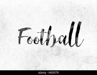 Le mot "Football" concept et thème sur aquarelle encre sur un papier blanc. Banque D'Images