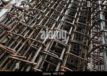 Les barres d'acier d'armature pour béton at construction site Banque D'Images