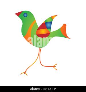 Illustration du printemps avec Funny cartoon oiseau. Illustration de Vecteur