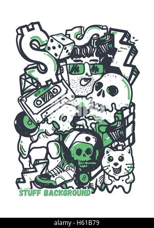 Autocollants Graffiti d'arrière-plan Illustration de Vecteur