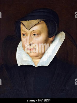 Catherine de Médicis (Catherine de Médicis:1519-1589), Reine de France de 1547 jusqu'à 1559, comme l'épouse du roi Henry II. Portrait c.1580 par artiste inconnu, huile sur panneau de chêne. Banque D'Images