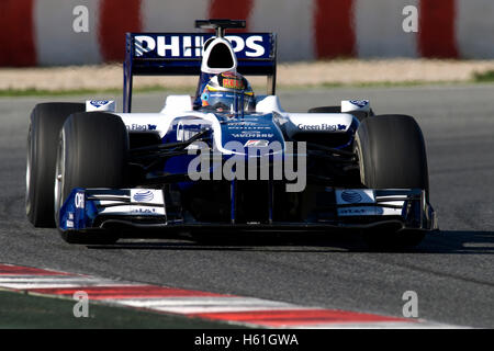 Motorsports, Nico Huelkenberg, GER, dans la Williams FW31, voiture de course de Formule 1 à l'essai au circuit de Catalogne dans Banque D'Images