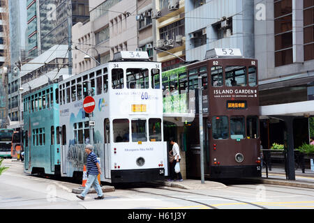 En tramway Des Voeux Road Hong Kong Chine Banque D'Images