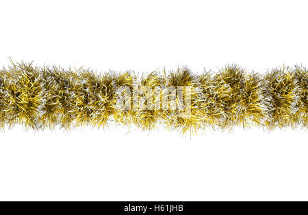 Noël sans couture or argent tresse. Isolé sur un fond blanc. Banque D'Images