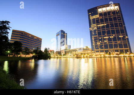 Paysage de nuit dans les bois de construction, Houston, Texas Banque D'Images