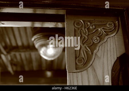 Détail d'ornement d'un tramway en bois vintage Banque D'Images