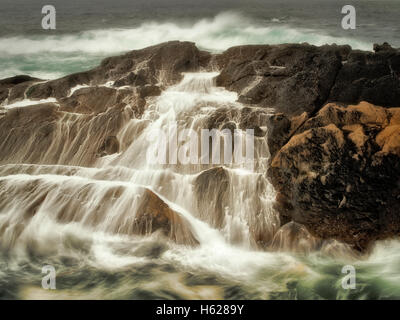 S'écraser les vagues de tempête. Point Lobos State Reserve. Californie Banque D'Images