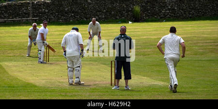 Un jeu de cricket village à Coniston, Lake District Banque D'Images