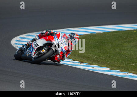 Phillip Island, Australie. 23 octobre, 2016. MotoGP. Réchauffer. Andrea Dovizioso, Team Ducati MotoGP. Credit : Russell Hunter/Alamy Live News Banque D'Images