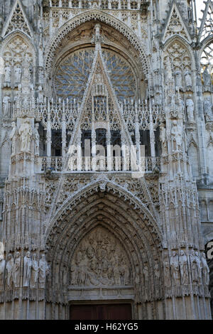 Façade occidentale de la cathédrale de Notre dame de rouen de la place de la cathédrale, Rouen, haute Normandie, Normandie, France Banque D'Images
