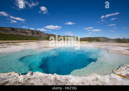 'Saphire' de l'eau chaude piscine dans le parc national de Yellowstone, États-Unis Banque D'Images