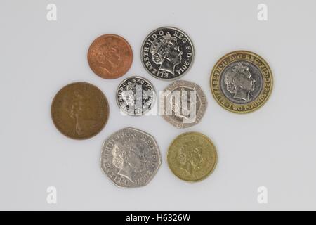 Pièces de monnaie britanniques. Banque D'Images