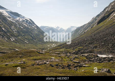 À l'ouest de la partie supérieure de l'ancienne route nationale 258 à Strynefjellet, ouest de la Norvège. Banque D'Images