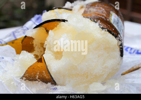 Des cristaux de glace à partir de la bière Banque D'Images