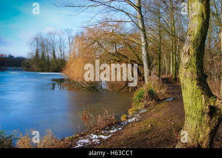 En hiver le lac lisse Banque D'Images