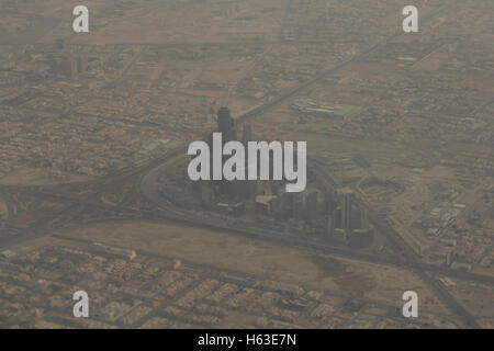 Vue aérienne de Riyad, Arabie saoudite ; photo prise à partir d'un avion Banque D'Images