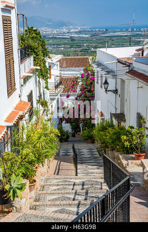 Belle ruelle de Salobreña Salobreña (vieille ville), le leader du château, Espagne Banque D'Images