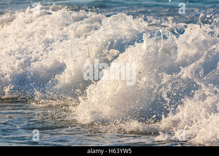 Vagues se brisant sur la côte de la mer méditerranéenne de la Tunisie Banque D'Images