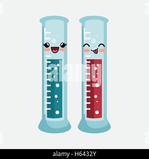 Deux graphiques kawaii verre de laboratoire Illustration de Vecteur