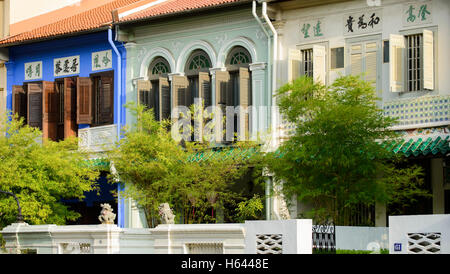 Façades de maisons Peranakan, Outram Park, Singapore Banque D'Images