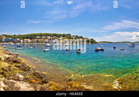 Île de Hvar vue front de mer, la Dalmatie, Croatie Banque D'Images