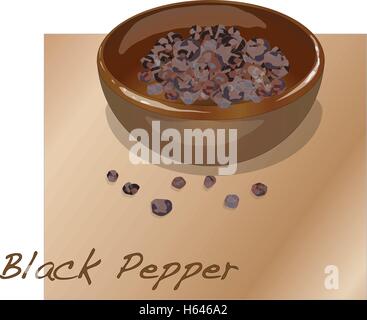 Grains de poivre noir entiers vector isolated Illustration de Vecteur