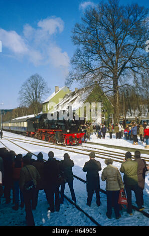 Excursion en train à vapeur à partir de Muenster avec P8 class loco no. 38 1772 à Warstein, Rhénanie du Nord-Westphalie Banque D'Images