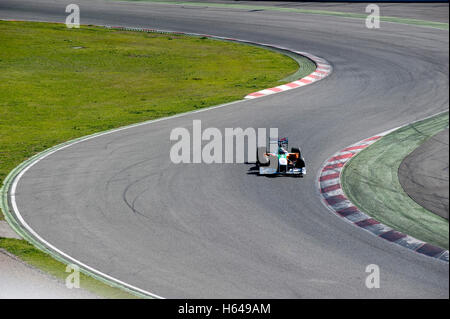 Motorsport, Vitantonio Liuzzi, ITA, dans la Force India VJM02, voiture de course de Formule 1 à l'essai au circuit de Catalogne Banque D'Images