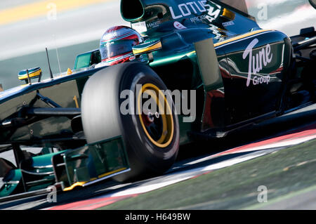 Motorsports, Vitantonio Liuzzi, ITA, dans la Force India VJM02, voiture de course de Formule 1 à l'essai au circuit de Catalogne Banque D'Images