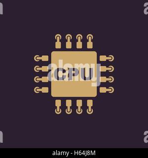 L'icône de l'unité centrale. Microprocesseur et symbole du processeur. Télévision Illustration de Vecteur