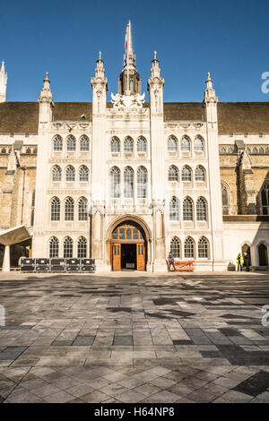 La Guildhall Grand Hall et cour dans la ville de London, England, UK Banque D'Images