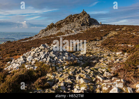 Manstone Rock sur les Stiperstones, près de Snailbeach, Shropshire, England, UK Banque D'Images