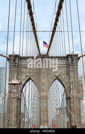 Pont de Brooklyn, pont le plus emblématique de New York Banque D'Images