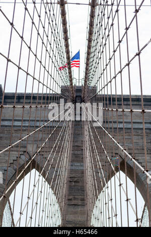 Pont de Brooklyn, pont le plus emblématique de New York Banque D'Images