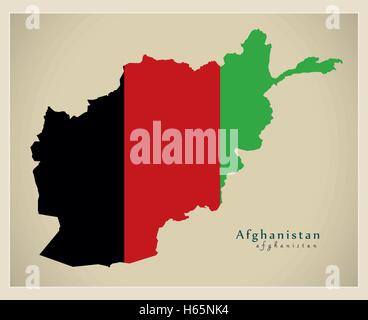 Carte moderne - Afghanistan AF Illustration de Vecteur